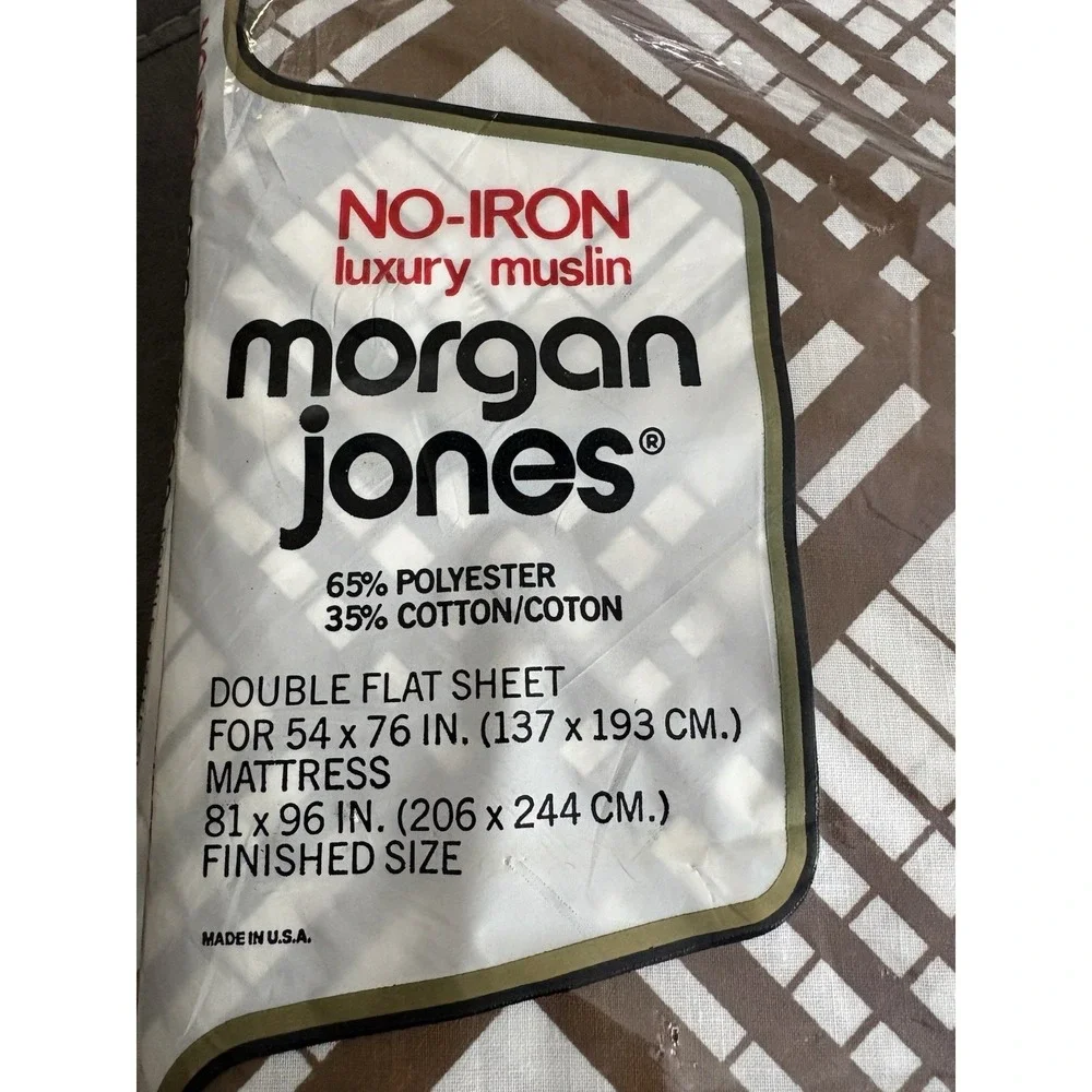 Morgan Jones Double Flat And Fitted Sheet Brown White 81x96 (54x76) Made In USA